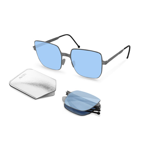 BRIGITTE Gunmetal | Bleu clair